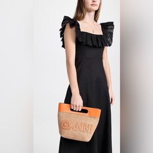 GANNI Small Kraft Raffia Bag